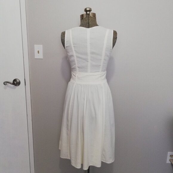 Theory Off White Linen Blend Dress with Belt Size 6 - Picture 5 of 11